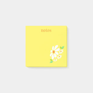 Minimalistische Gelbe und Weiße Blume Zeichnend Post-it Klebezettel