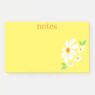 Minimalistische Gelbe und Weiße Blume Zeichnend Post-it Klebezettel