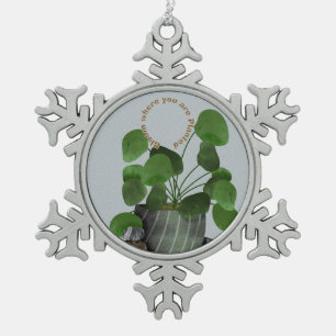 Minimalistische Geldpflanze - Schneeflocken Zinn-Ornament