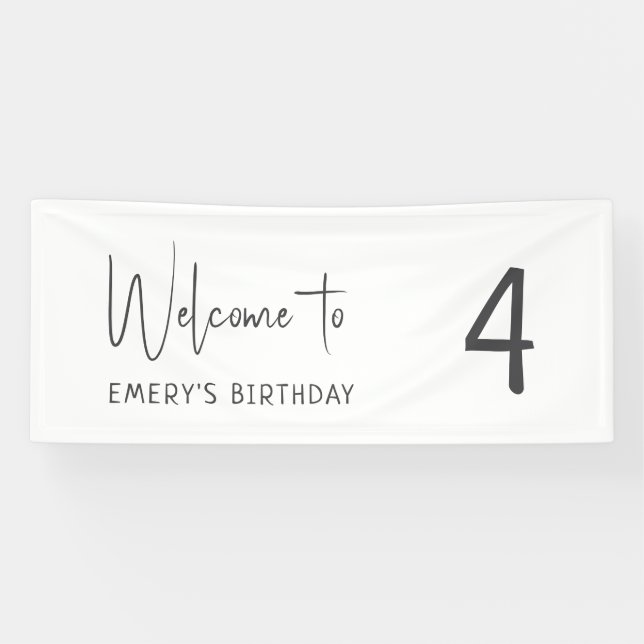Minimalistische Gender Neutral Welcome Birthday Pa Banner (Horizontal)