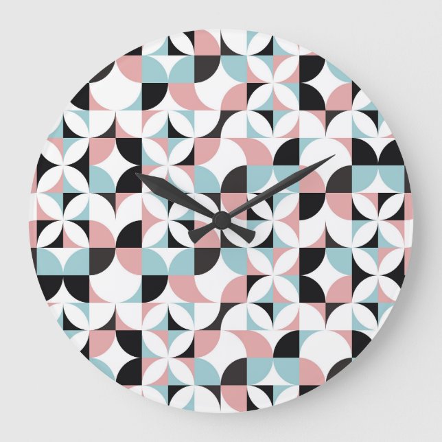 Minimalistische Geometrie, skandinavisches Kunstwe Große Wanduhr (Vorderseite)