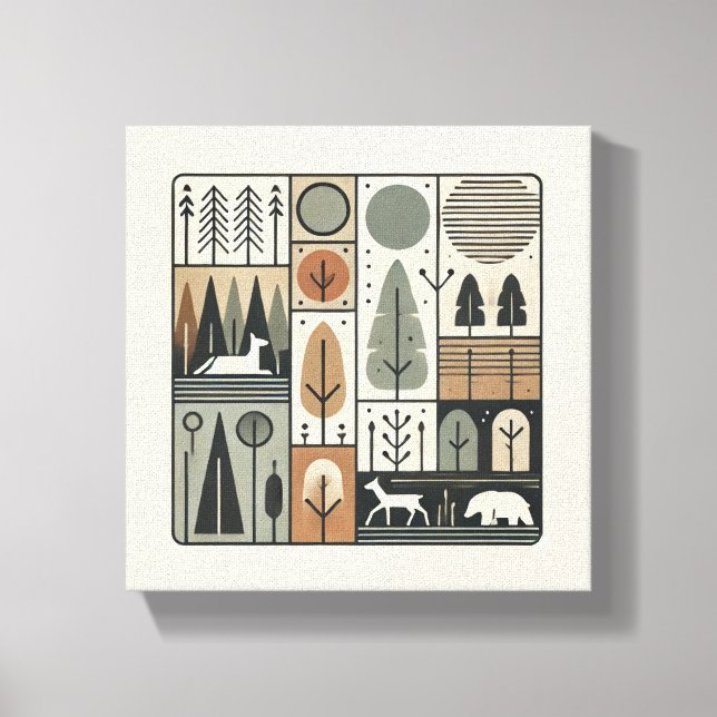 Minimalistische geometrische abstrakte Baumkunst Leinwanddruck (Vorderseite)