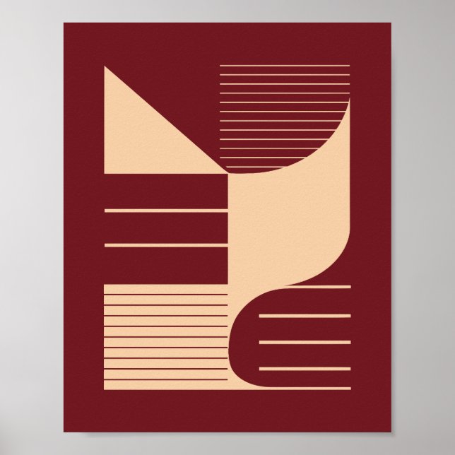 Minimalistische geometrische Formen auf dunkelrote Poster (Vorne)