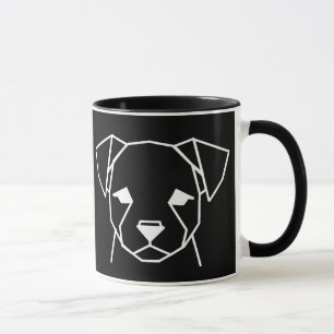Minimalistische geometrische Hund Schwarz Kaffeeta Tasse