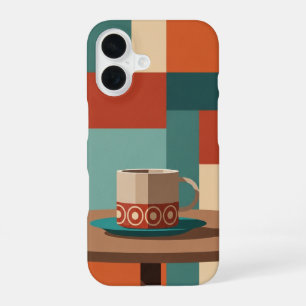 Minimalistische geometrische Kaffeetassenszene iPhone 16 Hülle