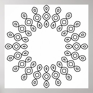 Minimalistische geometrische Mandala-Malvorlagen-K Poster