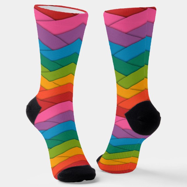 Minimalistische geometrische Regenbogensocken Socken (Gewinkelt)