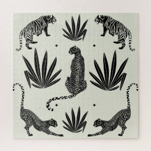 Minimalistische Gepard-Illustration im Vintage-Sti Puzzle