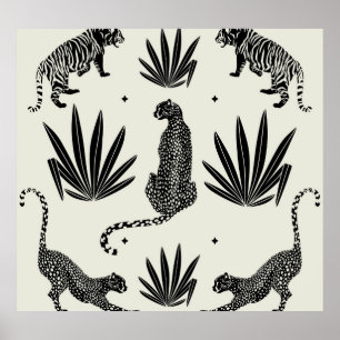 Minimalistische Geparden-Illustration Vintag Poster