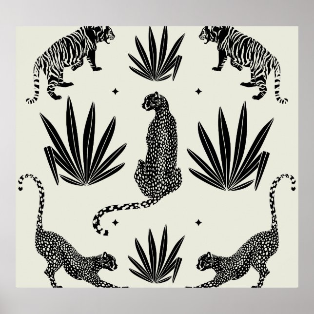 Minimalistische Geparden-Illustration Vintag Poster (Vorne)