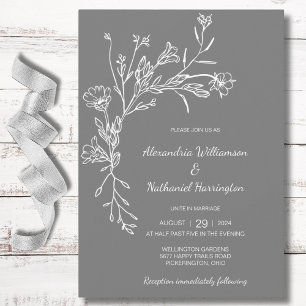 Minimalistische gesammelte Wildblumen-Hochzeit Einladung