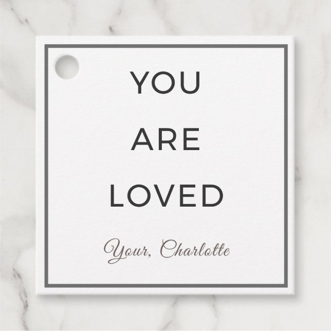 Minimalistische Geschenkanhänger 'Du wirst geliebt (Vorderseite)