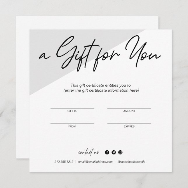 Minimalistische Geschenkgutschein-Visitenkarte (Vorne/Hinten)