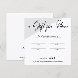 Minimalistische Geschenkgutschein-Visitenkarte