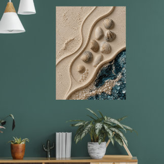 Minimalistische geschnitzte Gipsrelief-Wandkunst – Poster