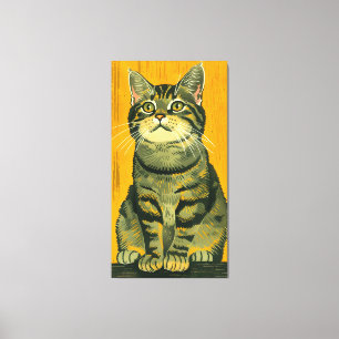 Minimalistische gestreifte graue Tabbykatze Leinwanddruck