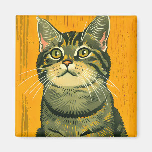 Minimalistische gestreifte graue Tabbykatze  Magnet