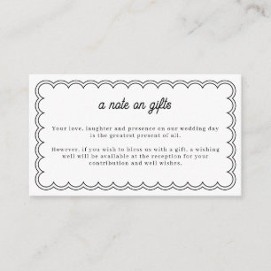 Minimalistische, gewellte Randnotiz auf Geschenkka Begleitkarte
