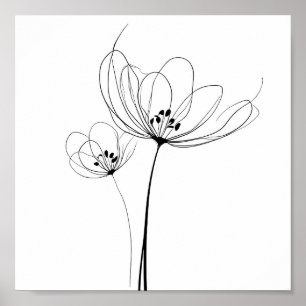 Minimalistische gezeichnet Blume Poster