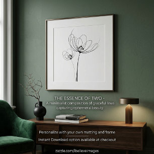 Minimalistische gezeichnete Blumen mit Linien Poster