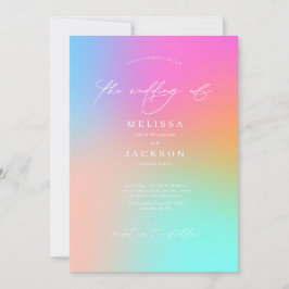 Minimalistische, gezeichnete Ombre Wedding white Einladung