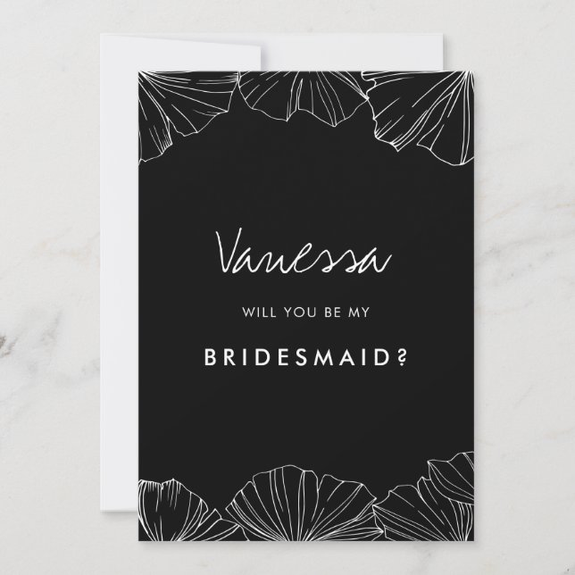 Minimalistische Ginkgo Biloba Bridesmaid-Vorschlag Einladung (Vorderseite)