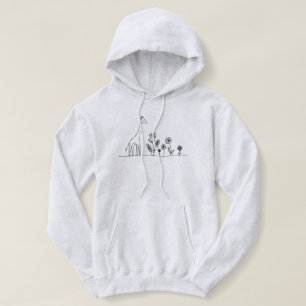 Minimalistische Giraffe Blume Kunst Zeichnend Hoodie