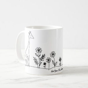 Minimalistische Giraffe Blume Kunst Zeichnend Kaffeetasse