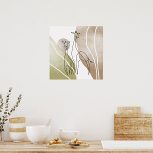 Minimalistische Giraffe Kontinuierliche Kunst Zeic Poster