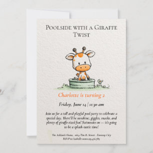 Minimalistische Giraffe Pool-Party Einladung