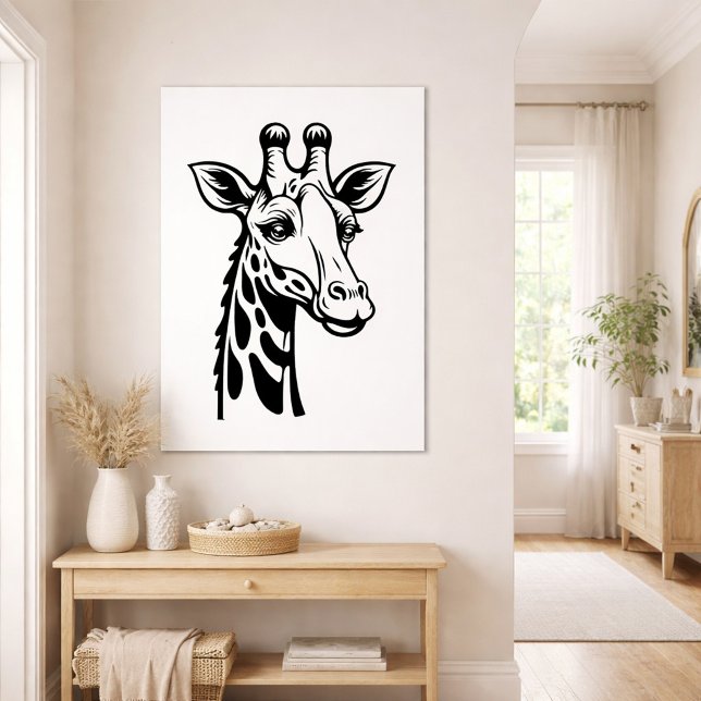 Minimalistische Giraffe Schwarz und Weiß  Poster (Von Creator hochgeladen)