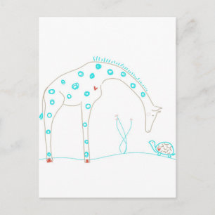 Minimalistische Giraffe - Weiß und Aqua Postkarte