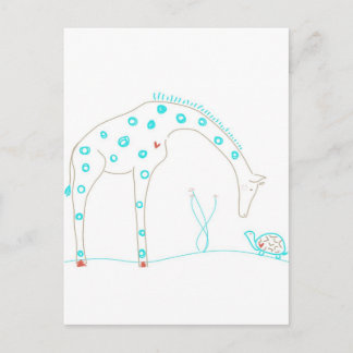 Minimalistische Giraffe - Weiß und Aqua Postkarte