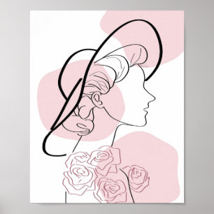 Minimalistische Girl Rose Frauen Modernes, stilvol Poster