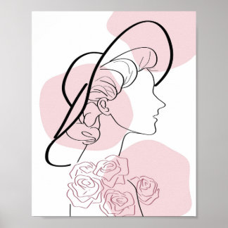 Minimalistische Girl Rose Frauen Modernes, stilvol Poster