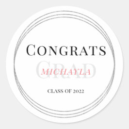 Minimalistische Glückwunsch Grad Klasse 2024 Absch Runder Aufkleber