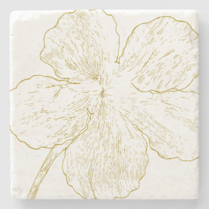 Minimalistische Gold-Blumen-Linienkunst individuel Steinuntersetzer