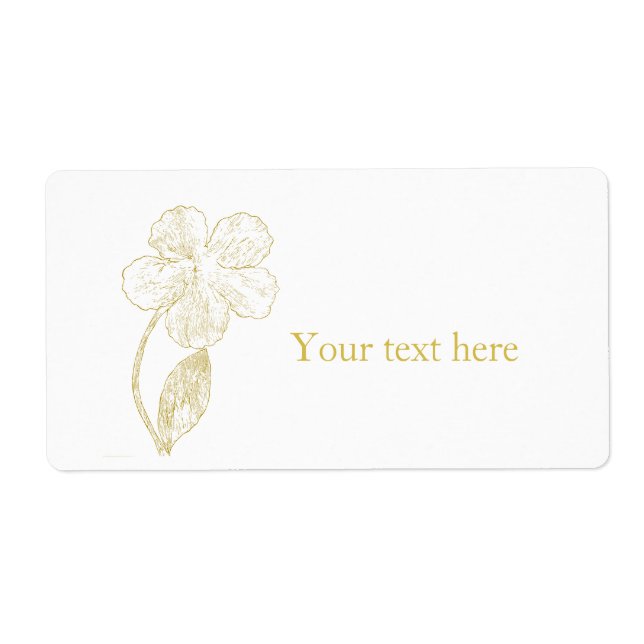 Minimalistische Gold-Blumen-Skizze Rücksende-Adres (Vorne)