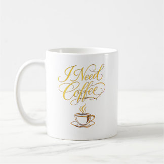 Minimalistische Gold-Kaffeetasse – „Ich brauche Ka Kaffeetasse
