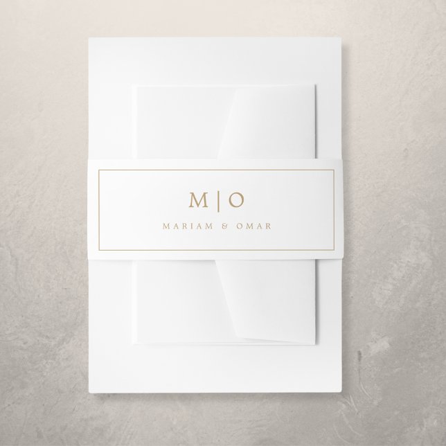 Minimalistische Gold Monogram Hochzeitseinladung Einladungsbanderole (Von Creator hochgeladen)