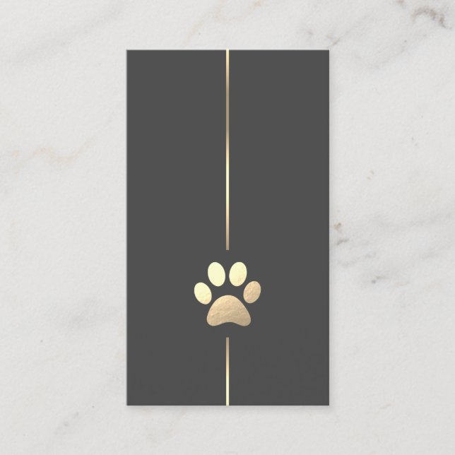 Minimalistische Gold Paw Print Business Card Visitenkarte (Vorderseite)