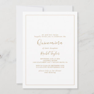 Minimalistische Gold Quinceañera Einladung