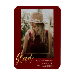 Minimalistische Gold Script Foto Grad Bekanntgabe Magnet