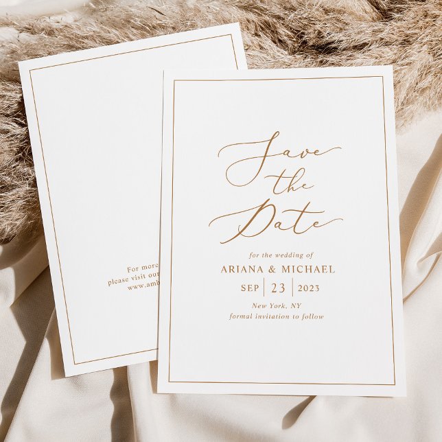 Minimalistische Gold Script-Hochzeit speichern Sie Einladung (Von Creator hochgeladen)