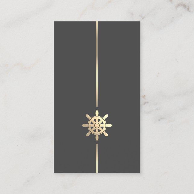 Minimalistische Gold Ships Wheel Logo-Visitenkarte Visitenkarte (Vorderseite)