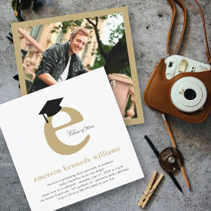 Minimalistische Gold-Typografie Initiale E Senior Einladung