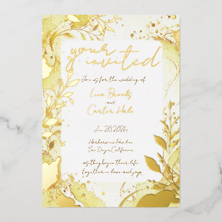Minimalistische Gold-Wasserfarben-Folie-Einladung Folieneinladung