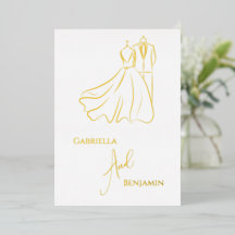 Minimalistische Gold-Weiß-Schrift Formal Hochzeit