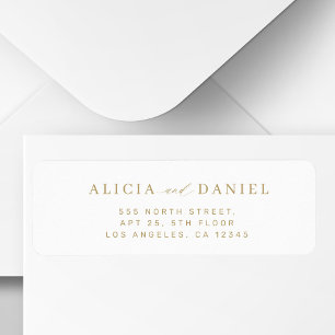 Minimalistische gold-weiße Hochzeit-Rücksendeadres