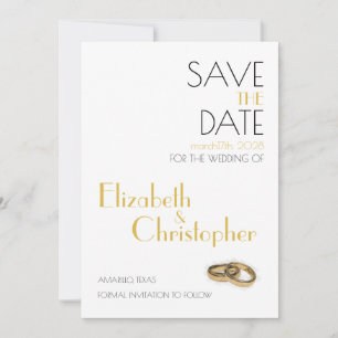 Minimalistische Gold Weiße Hochzeit Save The Date